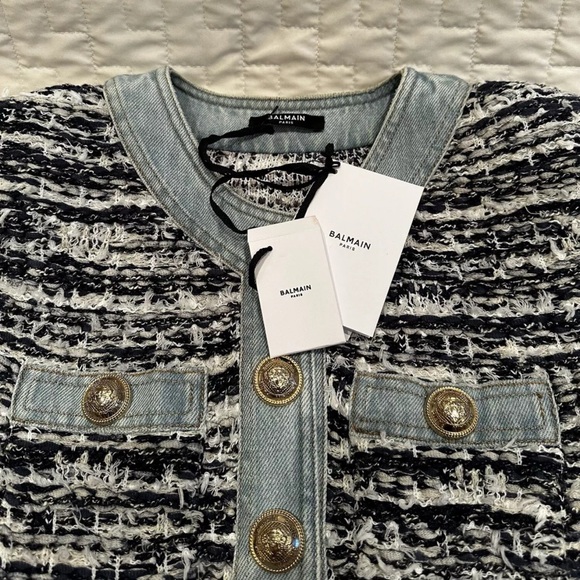 Balmain Denim and Tweed blazer jacket - Picture 2 of 9
